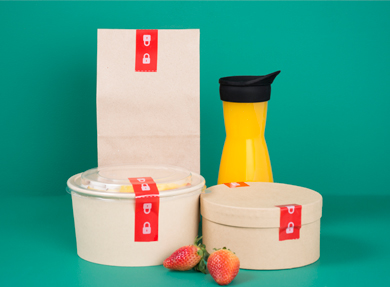 Embalagem com rótulos de segurança