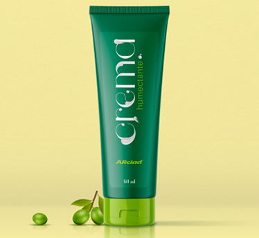 Creme hidratante verde, cuidados pessoais, recipientes em colapso.